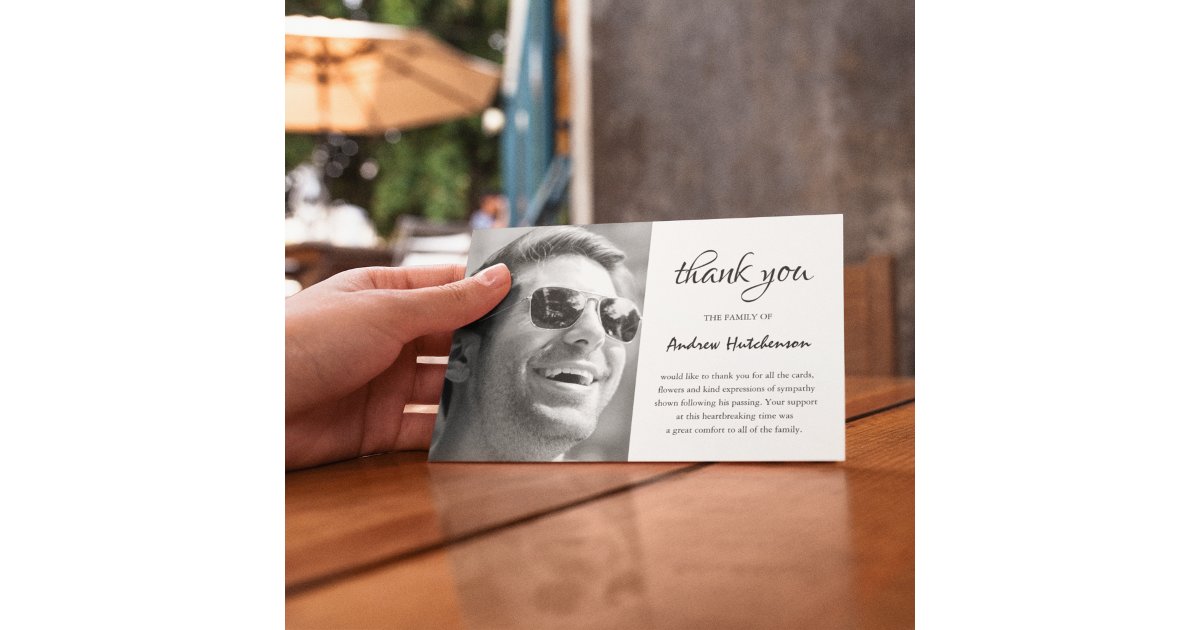 Simple Funeral Photo Thank You Card | Sympathy
