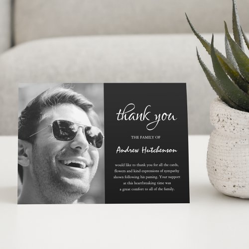 Simple Funeral Photo Thank You Card  Sympathy