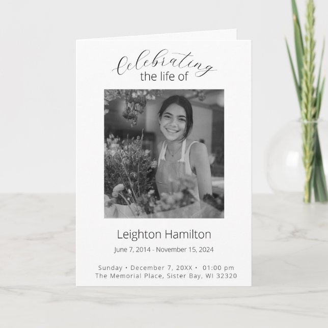 Simple Funeral Program Order of Service  (Front)