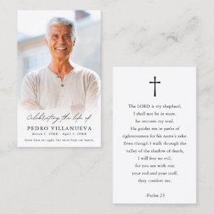 Simple Funeral Sympathy Memorial Photo Prayer Card