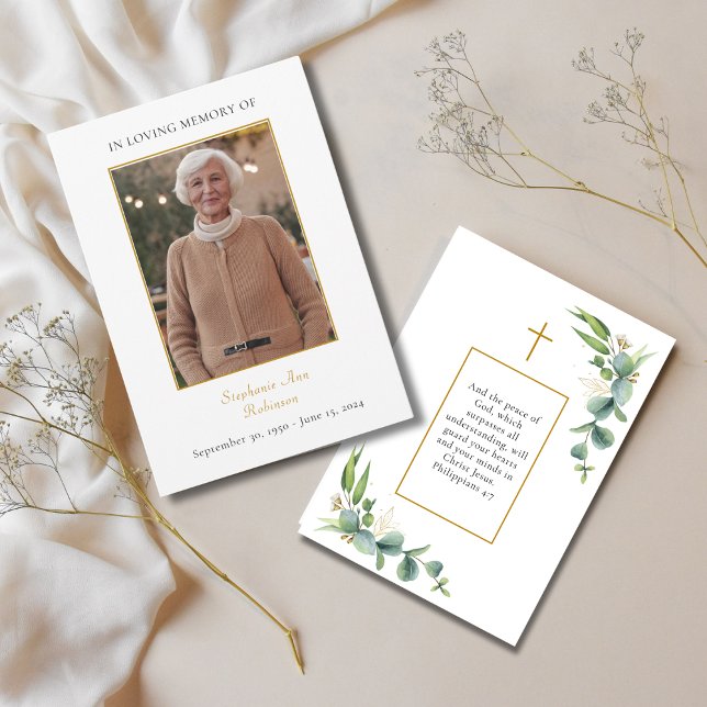 Simple Funeral Sympathy Memorial Prayer Photo Card (Creator Uploaded)