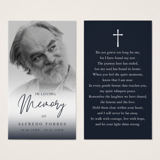 Simple Funeral Sympathy Photo Memorial Prayer Card (Front & Back)