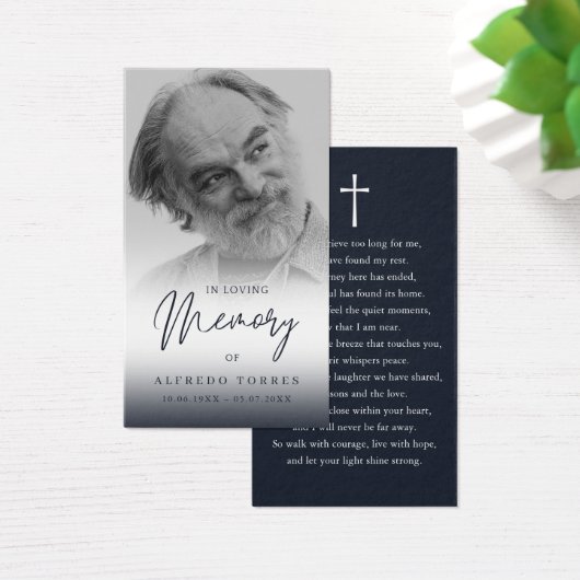 Simple Funeral Sympathy Photo Memorial Prayer Card (Desk)