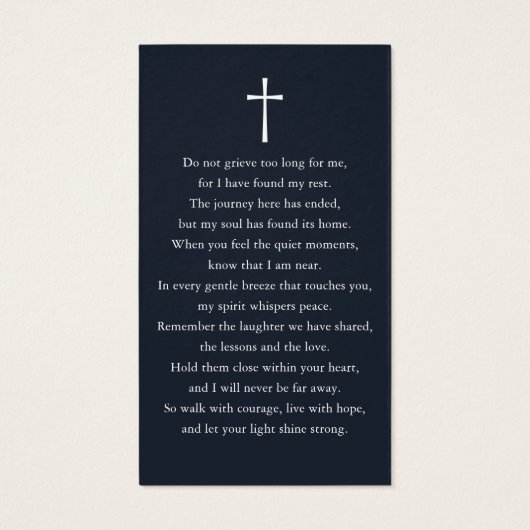 Simple Funeral Sympathy Photo Memorial Prayer Card (Back)