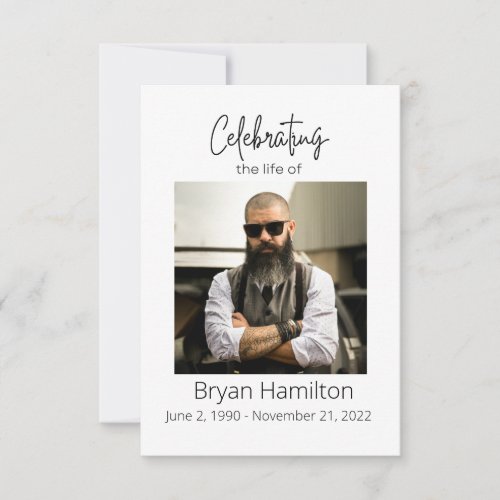 Simple Funeral Sympathy Photo Memorial Prayer Card