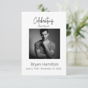 Simple Funeral Sympathy Photo Memorial Prayer Card