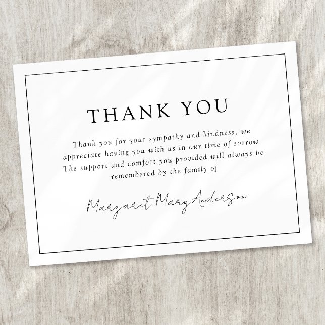 Simple Funeral Sympathy Thank You Card (Creator Uploaded)
