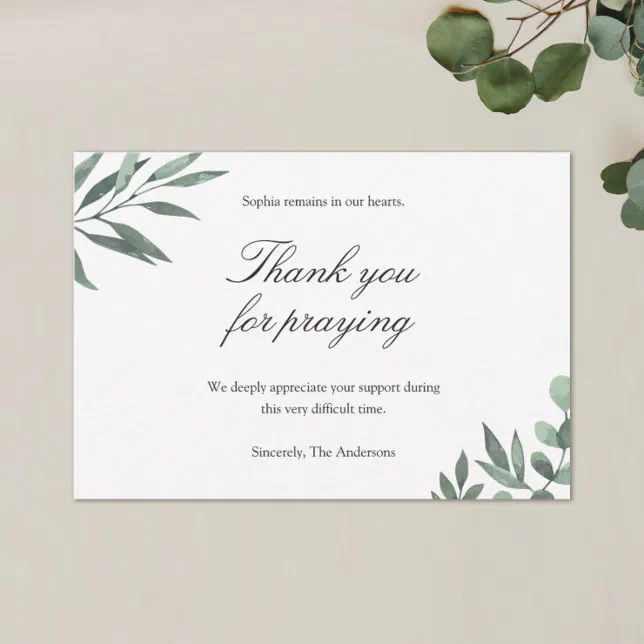 Simple Funeral Thank You Card | Zazzle