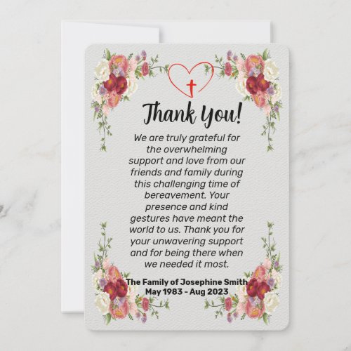 Simple Funeral Thank You Card For Condolences 