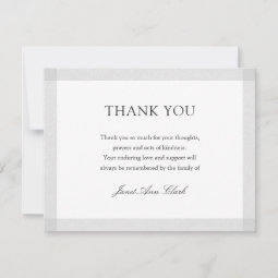 Simple Funeral Thank You Card | Gray Border | Zazzle