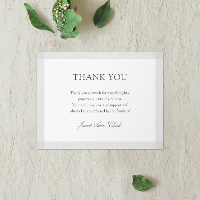 Simple Funeral Thank You Card | Gray Border (Creator Uploaded)