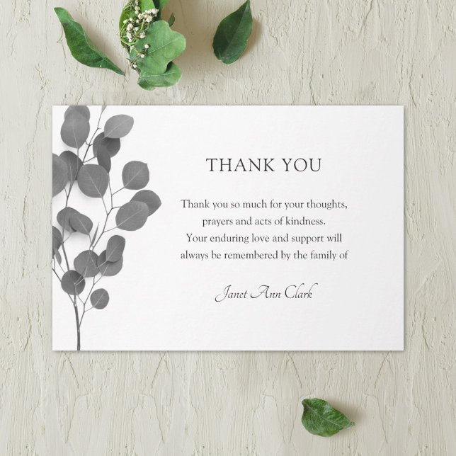 Simple Funeral Thank You Card with Eucalyptus (Creator Uploaded)