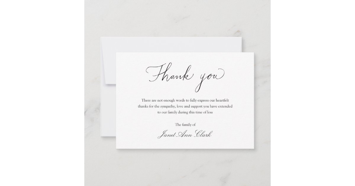 Simple Funeral Thank You Note Card Zazzle