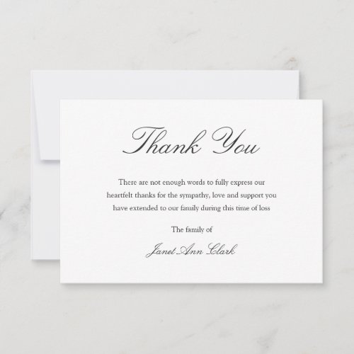 Simple Funeral Thank You Note Card