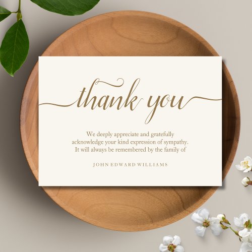 Simple Funeral Thank You Note Card Bereavement