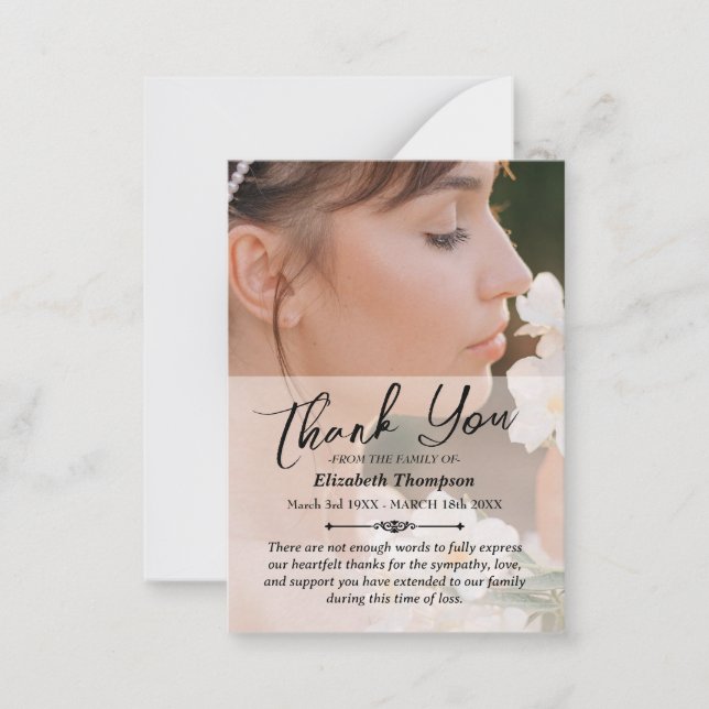 Simple Funeral Thank You / Sympathy  Note Card (Front)