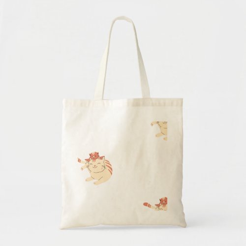 Simple funny baby cat sleeping on the mother  tote bag