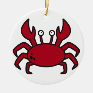 Simple funny cartoon red crab ceramic ornament