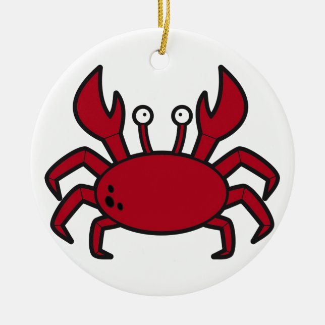 Simple funny cartoon red crab ceramic ornament (Front)
