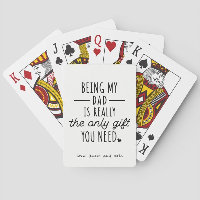Simple Funny Fathers Day Being My Dad Gift Poker Cards (Back)