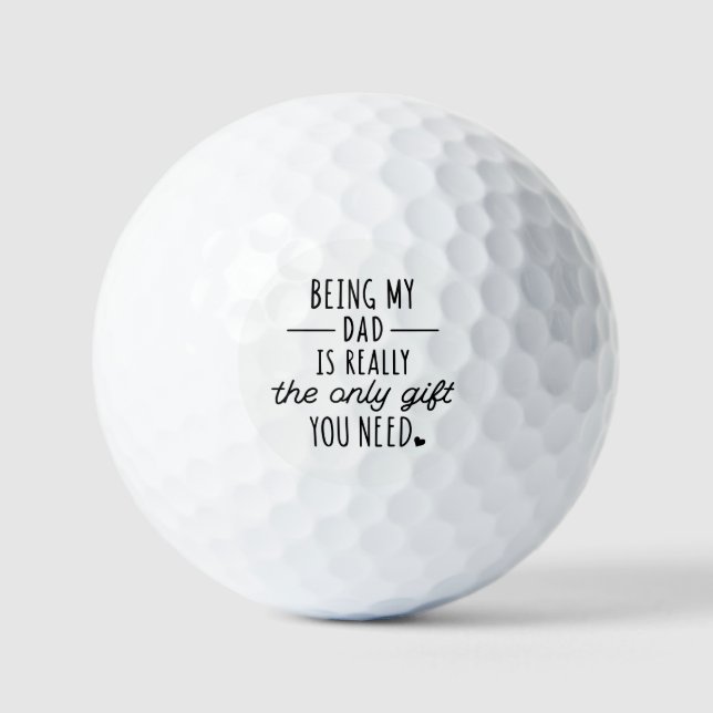 Simple Funny Fathers Day Being My Dad Photo Gift Golf Balls (Front)