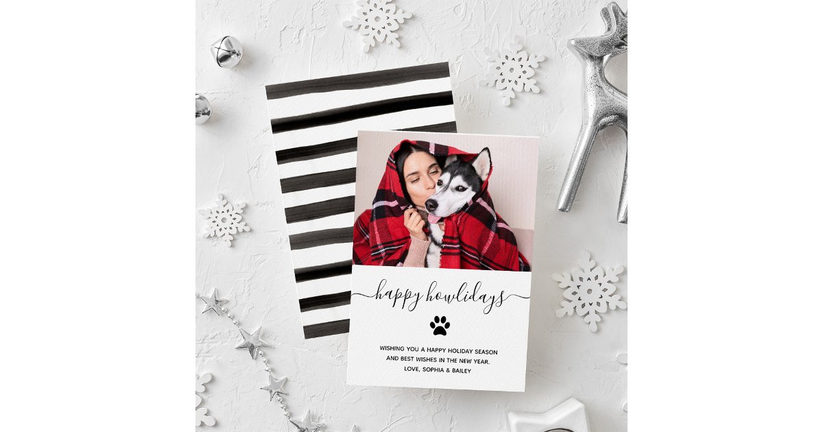 Simple Funny Happy Holidays from the Dog | Photo Holiday Card | Zazzle