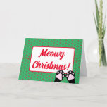 Simple Funny Meowy Christmas Black Cat Paws Up  Holiday Card