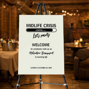 Simple Funny Midlife Crisis Loading 50th Birthday Foam Board