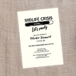 Simple Funny Midlife Crisis Loading 50th Birthday Invitation<br><div class="desc">This 50th birthday invitation turns a “Midlife Crisis” into a reason to celebrate. Set on a soft white background, the black serif headline and a loading bar graphic add just the right amount of humor, while “Let’s party” in a graceful script font sets the tone for fun. The front includes...</div>
