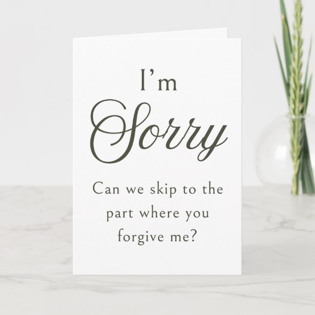 Simple & Funny Minimalist Sorry Card | Modern Apol (Front)