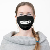 Simple Funny Smile Emoji Black And White Adult Cloth Face Mask (Worn)