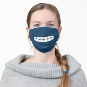 Simple Funny Smile Emoji Teal Blue Adult Cloth Face Mask (Worn)