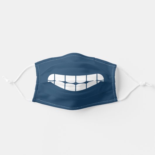 Simple Funny Smile Emoji Teal Blue Adult Cloth Face Mask (Front, Unfolded)