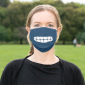 Simple Funny Smile Emoji Teal Blue Adult Cloth Face Mask (Outside)