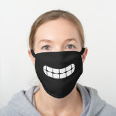 Simple Funny Smile Teeth Emoji Black Cotton Face Mask (Worn)