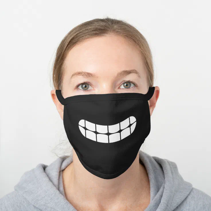 Simple Funny Smile Teeth Emoji Black Cotton Face Mask | Zazzle Simple Funny Smile Teeth Emoji Black Cotton Face Mask | Zazzle