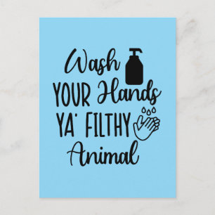 Simple Funny Wash Your Hands Bathroom Reminder Postcard