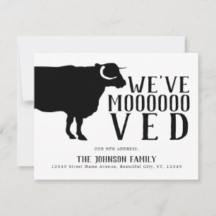 Simple Funny We've Moved Farm Cow New Home Moving Announcement