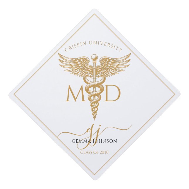 Simple Future Doctor Graduation Party Gold Script Cap Topper (Front)