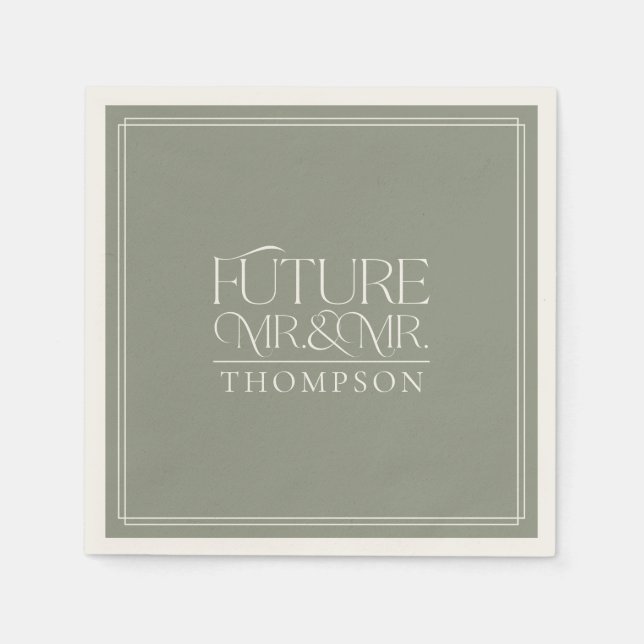 Simple Future Mr & Mr Ivory Couple's Shower Paper Napkins (Front)