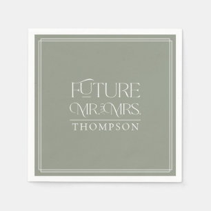 Simple Future Mr Mrs Green Couple's Shower Paper Napkins