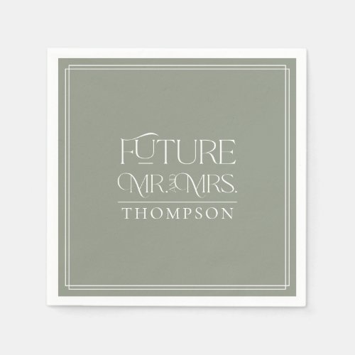Simple Future Mr Mrs Green Couples Shower Paper Napkins