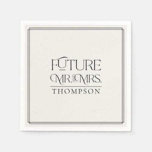 Simple Future Mr Mrs Ivory Couples Shower Paper Napkins