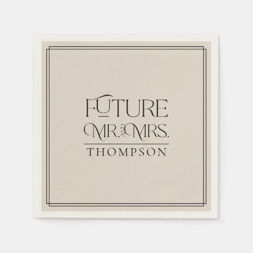 Simple Future Mr Mrs Ivory Couples Shower Paper  Napkins