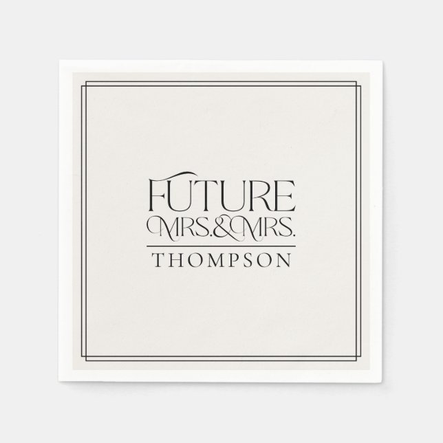 Simple Future Mrs Mrs Ivory Couple's Shower Paper Napkins (Front)