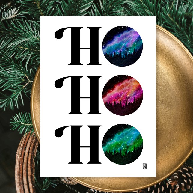 Simple Galaxy Bold HO HO HO Christmas Holiday Card (Front)