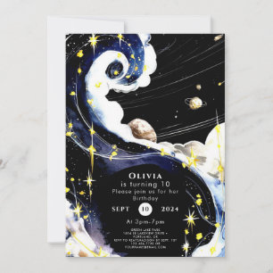 Simple Galaxy Space Birthday Invitation