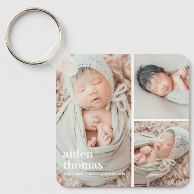 Simple Gallery Of Three Personalized Keychain (Front)