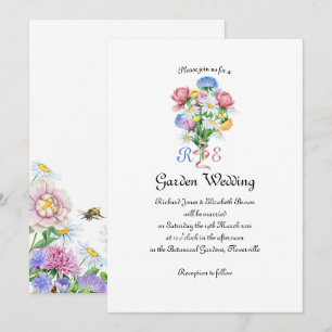 Simple Garden Spring Daisy Wildflower Minimal Invitation