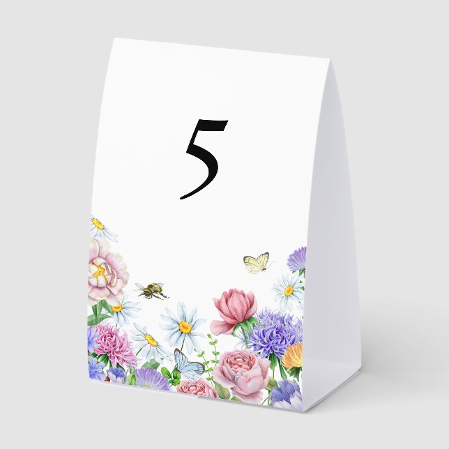 Simple Garden Spring Daisy Wildflower Minimal Paper Table Tent (Front)